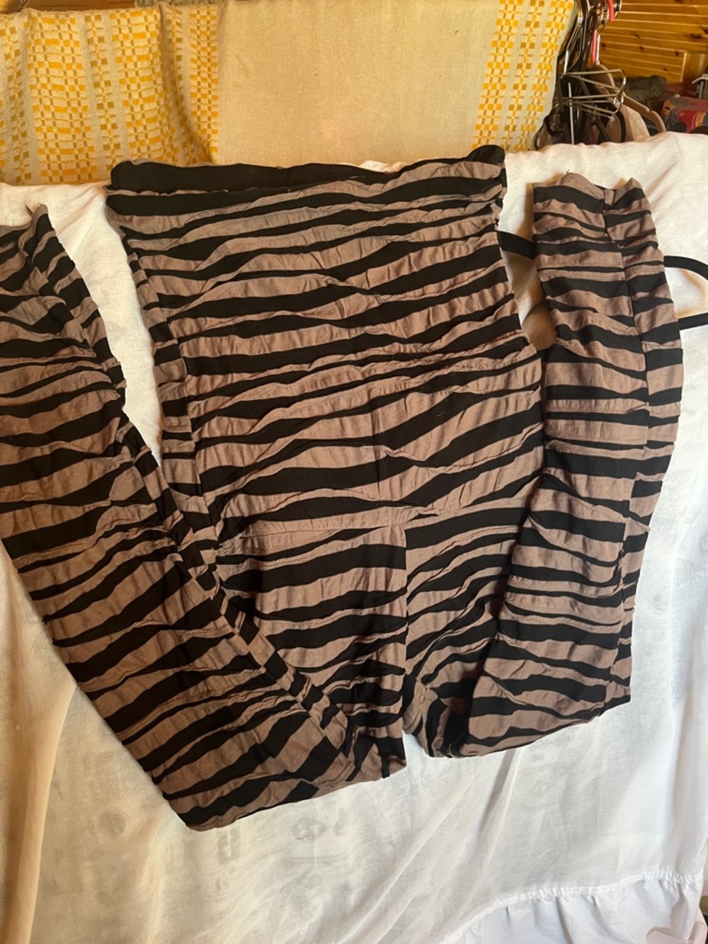 Kayo Zebra High Waist Leggings in Taupe and Black (Fully Lined)
